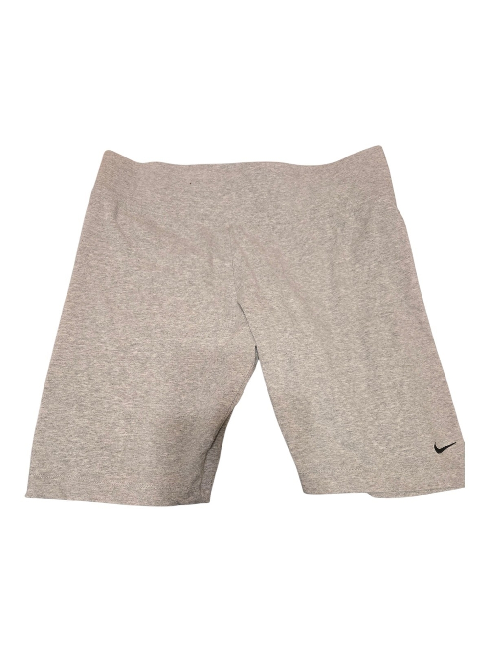 Nike Women's Light Gray Bike Shorts with Black Swoosh